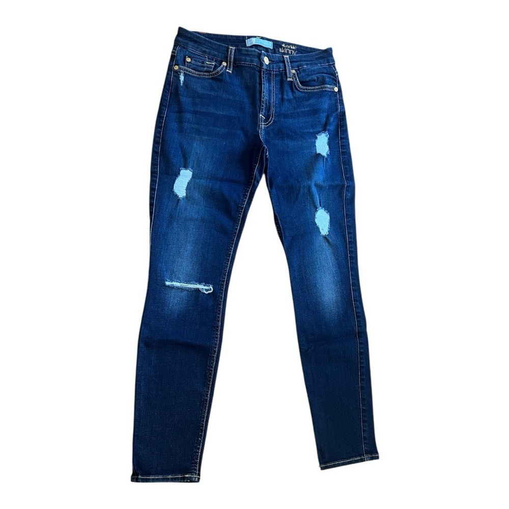 7 For All Mankind Distressed b(air) the ankle skinny jeans size 27 Women - Picture 2 of 14